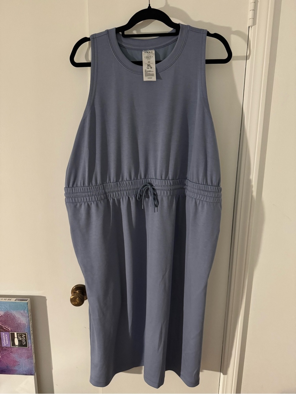 Serra Sleeveless Drawstring Midi Dress in Dusty Blue